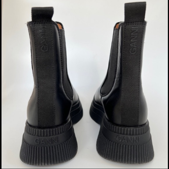 Ganni Black Leather Chelsea Creeper Boots - Picture 3 of 5